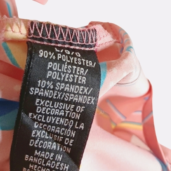 DRILL CLOTHING COMPANY Stretch Pink Geometric Short Sleeve Button Front Shirt L - Picture 6 of 8